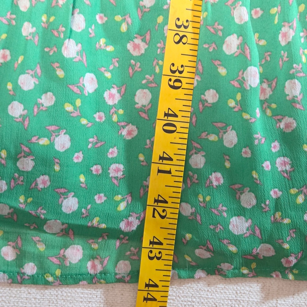 Cottagecore Green Floral Midi Dress Fairy Milkmaid Coquette Y2K Womens‎ Large - Picture 7 of 8